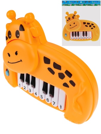 музыкальная игрушка пианино бегемотик (16*12*4см, свет, звук, в пакете, от 1 года) 2082235, (рыжий к
