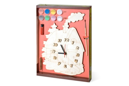 часы с циферблатом под роспись "домик" с красками арт.дни113 /20 (дни113 /20)