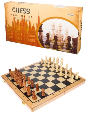 шахматы деревянные (39х19.5х5 см), фигуры-дерево, в коробке (арт. an02601)