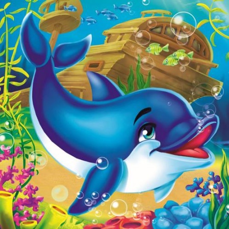 холст для рисования по номерам дельфинчик в океане (20*20см, акриловые краски, кисти) хк-8769, (рыжи