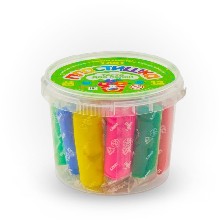 lori пластишка тесто для лепки. набор №3 (12 цветов по 24гр, 3 формочки) (в пластиковой банке) (от 3