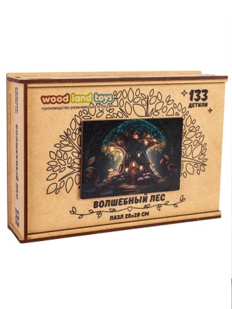 пазл "волшебный лес",   28х20см,133 деталей,    в деревянной коробке, 147117