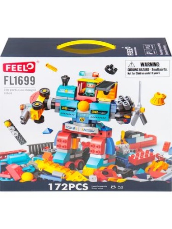 конструктор feelo 172 дет. робот-трансформер (пластик, в коробке) fl1699, (рыжий кот)