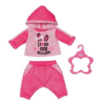 baby born спортивный костюм (для кукол 43см, с вешалкой, розовый, от 3 лет) 41577, (zapf creation)