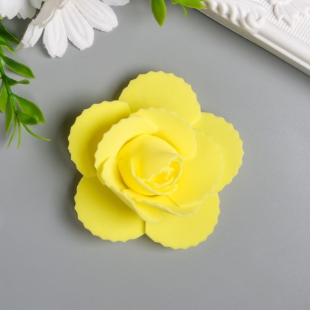 декор для творчества "жёлтая роза с волнистыми лепестками" d=5 см. 7459460