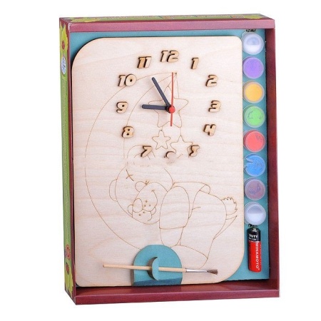 часы с циферблатом под роспись "мишутка" с красками арт.дни112 /20 (дни112 /20)
