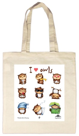 сумка. i love owls (удобные сумки из 100% хлопка, с цветным рисунком)