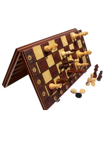 шахматы деревянные 3в1 (поле 29 см) шахматы-магн., дерево, шашки-пласт. без магн. (арт. p00033)