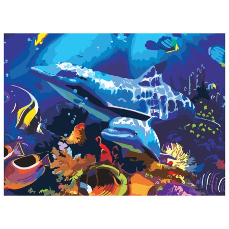 картина по номерам а3, остров сокровищ "подводный мир", с акриловыми красками, картон, кисть, 661631