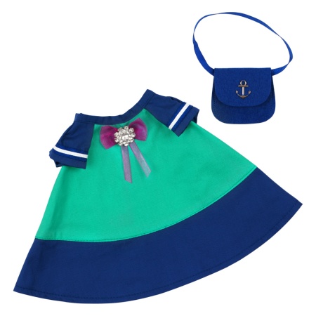 budi basa комплект одежды для зайки ми. сине-бирюзовое платье ""круиз"" и фетровая сумочка (32см, в 