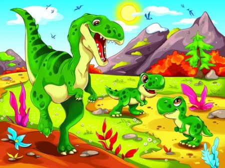 холст для рисования по номерам динозаврики на природе (22*30см, акриловые краски, кисти) хк-3676, (р