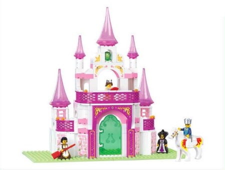 конструкторsluban 271 дет. розовая мечта. замок принцессы (фигурки) (в коробке) (от 6 лет) m38-b0153