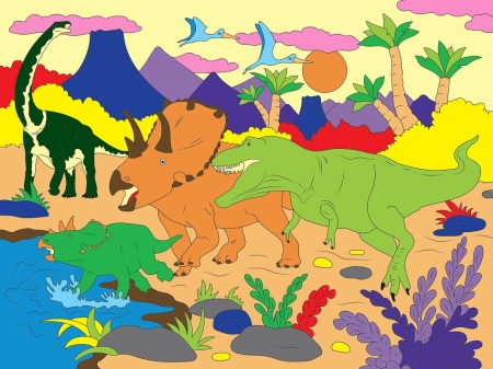 холст с красками 30х40 см по номерам. мир динозавров ( арт. хк-7222)