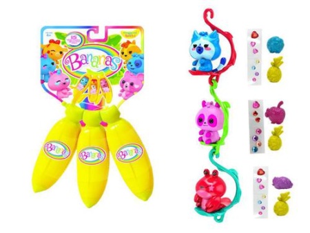 bananas. игрушка с сюрпризом (связка из 3-х бананов) (желтый, желтый, розовый) (от 4 лет) bb30000, (