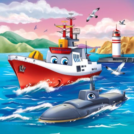 холст для рисования по номерам корабль и подводная лодка (20*20см, акриловые краски, кисти) хк-4056,